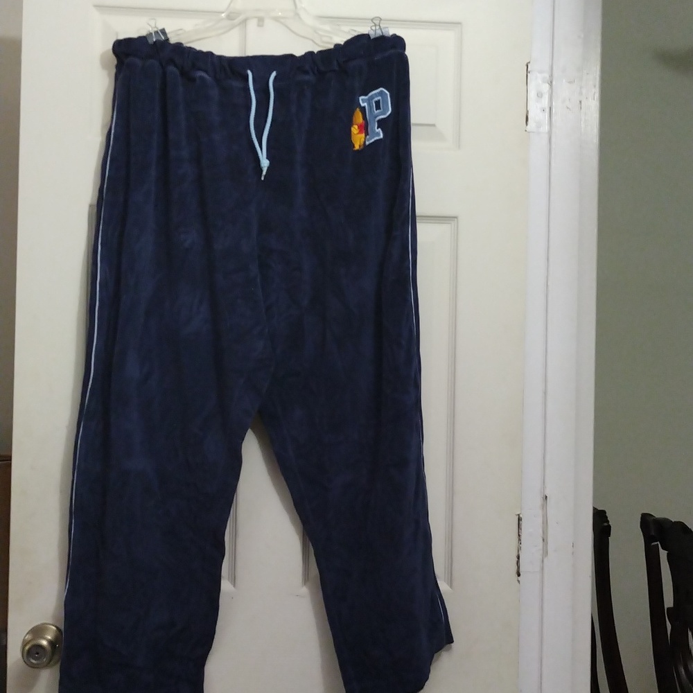Disney Winnie the Pooh Navy velour track pants size 26/28